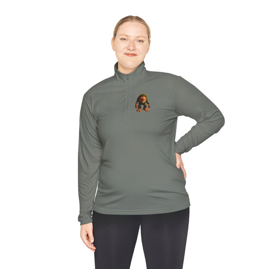 Cozy Cartoon Quarter-Zip Pullover for Retro Gaming Fans, Unisex Pullover, Great for Cold Days, Unique Gift, Cartoon Apparel